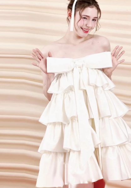 Charming Homecoming Dress Strapless Bowknot Cascade Pleated Back to School Outfits Party Dress D7311
