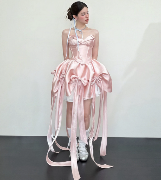 Charming Homecoming Dress Sweetheart Bowknot Soutache Pleated Back to School Outfits Party Dress D7312