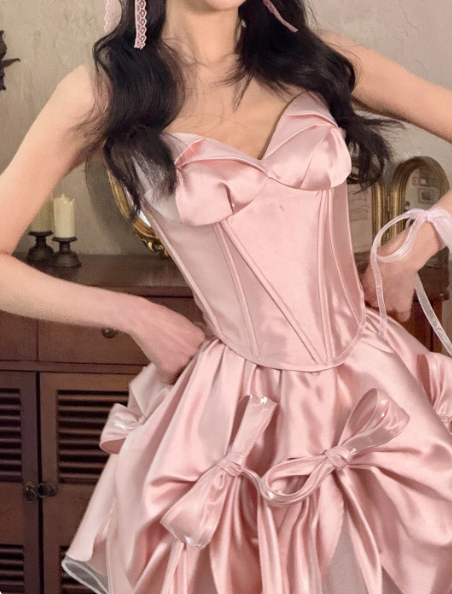 Charming Homecoming Dress Sweetheart Bowknot Soutache Pleated Back to School Outfits Party Dress D7312