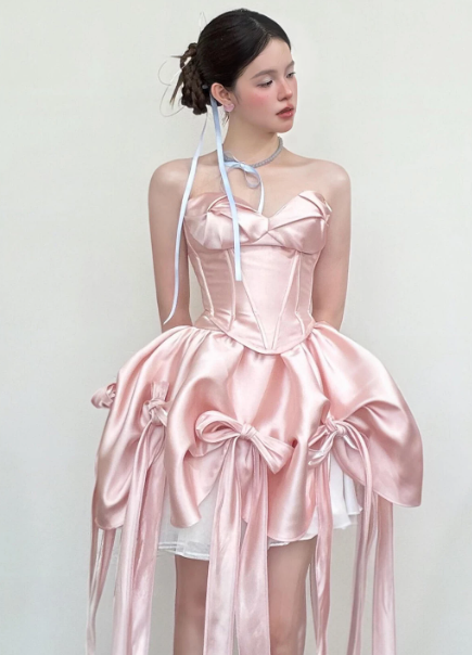 Charming Homecoming Dress Sweetheart Bowknot Soutache Pleated Back to School Outfits Party Dress D7312