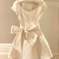 Charming Homecoming Dress Jewel Bowknot Pearl Pleated Back to School Outfits Party Dress D7313