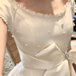 Charming Homecoming Dress Jewel Bowknot Pearl Pleated Back to School Outfits Party Dress D7313