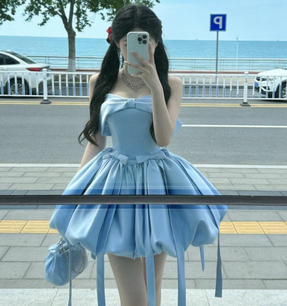 Charming Homecoming Dress Strapless Bowknot Soutache Back to School Outfits Party Dress D7315