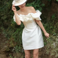Charming Homecoming Dress Off the Shoulder Pleated Back to School Outfits Party Dress D7318