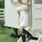 Charming Homecoming Dress Off the Shoulder Pleated Back to School Outfits Party Dress D7318