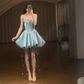 Charming Homecoming Dress V Neck Rinestone Tassel Pleated Back to School Outfits Party Dress D7317