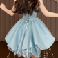 Charming Homecoming Dress V Neck Rinestone Tassel Pleated Back to School Outfits Party Dress D7317