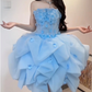 Charming Homecoming Dress Strapless Pleated Flower Cascade Back to School Outfits Party Dress D7320