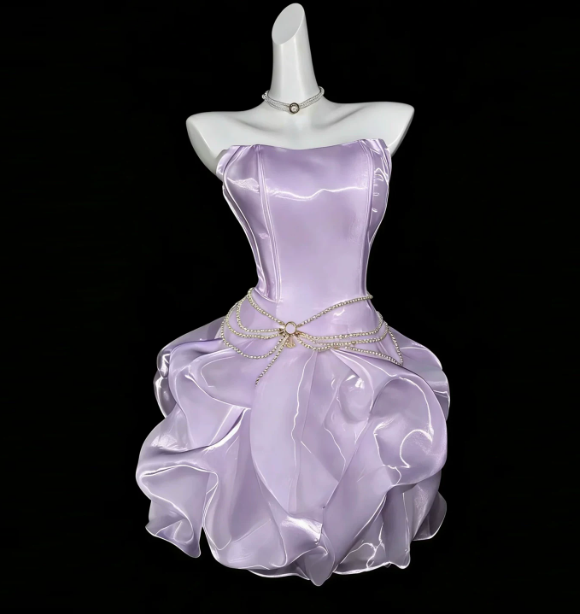 Charming Homecoming Dress Strapless Pleated Back to School Outfits Party Dress D7319