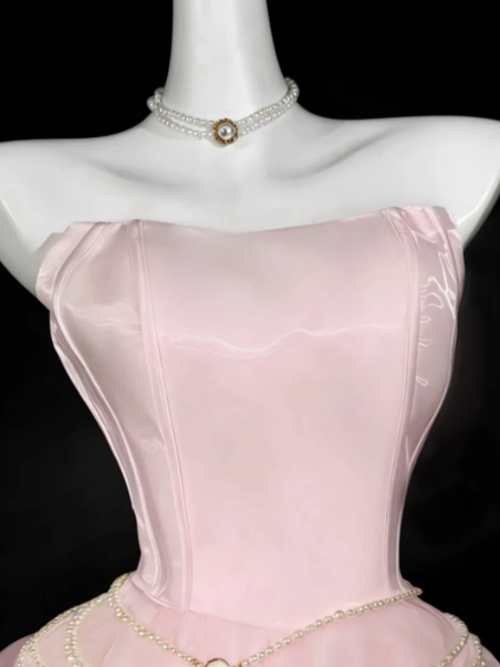 Charming Homecoming Dress Strapless Pleated Back to School Outfits Party Dress D7319