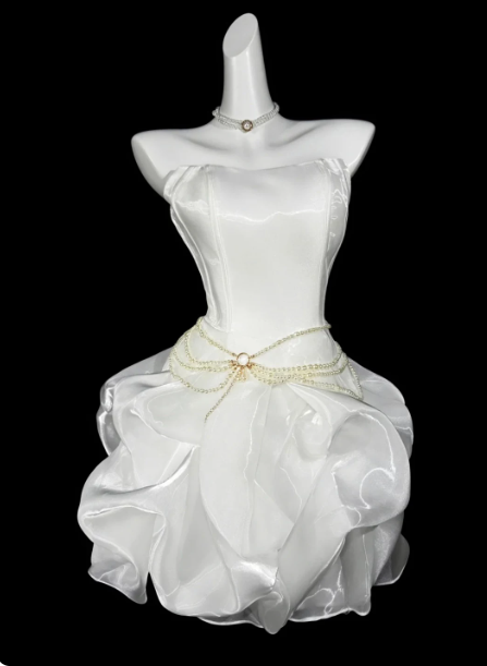 Charming Homecoming Dress Strapless Pleated Back to School Outfits Party Dress D7319