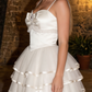 Charming Homecoming Dress Spaghetti Strap Tulle Rinestone Bowknot Back to School Outfits Party Dress  D7330