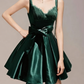 Charming Homecoming Dress V Neck Bowknot Pleated Back to School Outfits Party Dress  D7336