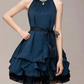 Charming Homecoming Dress High Collar Bowknot Pleated Tulle Back to School Outfits Party Dress  D7337