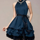Charming Homecoming Dress High Collar Bowknot Pleated Tulle Back to School Outfits Party Dress  D7337