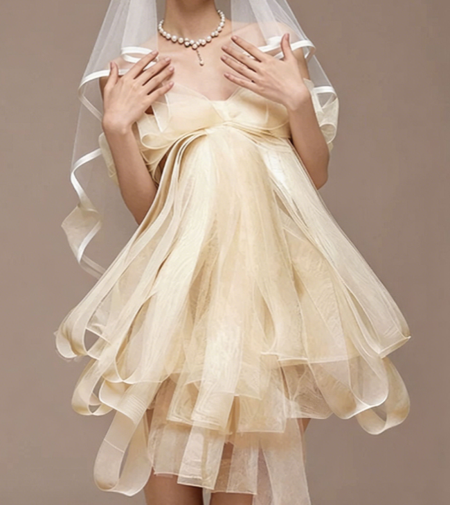 Charming Homecoming Dress Strapless Bowknot Cascade Tulle Back to School Outfits Party Dress  D7338