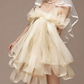 Charming Homecoming Dress Strapless Bowknot Cascade Tulle Back to School Outfits Party Dress  D7338