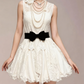 Charming Homecoming Dress Sheer Sharp Bowknot Lace Flower Back to School Outfits Party Dress  D7341
