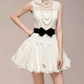 Charming Homecoming Dress Sheer Sharp Bowknot Lace Flower Back to School Outfits Party Dress  D7341
