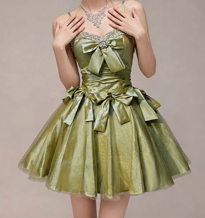 Charming Homecoming Dress Sweetheart Rinestone Pleated Bowknot Back to School Outfits Party Dress  D7342
