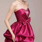 Charming Homecoming Dress Sweetheart Rinestone Pleated Bowknot Back to School Outfits Party Dress  D7343