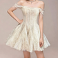 Charming Homecoming Dress Off the Shoulder Lace Pleated Back to School Outfits Party Dress  D7344