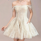 Charming Homecoming Dress Off the Shoulder Lace Pleated Back to School Outfits Party Dress  D7344