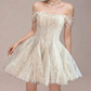 Charming Homecoming Dress Off the Shoulder Lace Pleated Back to School Outfits Party Dress  D7344