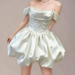 Charming Homecoming Dress Off the Shoulder Rinestone Pearl Pleated Back to School Outfits Party Dress  D7345
