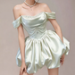 Charming Homecoming Dress Off the Shoulder Rinestone Pearl Pleated Back to School Outfits Party Dress  D7345
