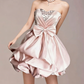 Charming Homecoming Dress Sweetheart Rinestone Pleated Bowknot Back to School Outfits Party Dress  D7343