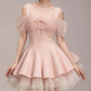 Charming Homecoming Dress Off the Shoulder Bowknot Tulle Pleated Back to School Outfits Party Dress  D7347