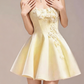 Charming Homecoming Dress Strapless Flower Pleated Back to School Outfits Party Dress  D7350