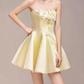 Charming Homecoming Dress Strapless Flower Pleated Back to School Outfits Party Dress  D7350