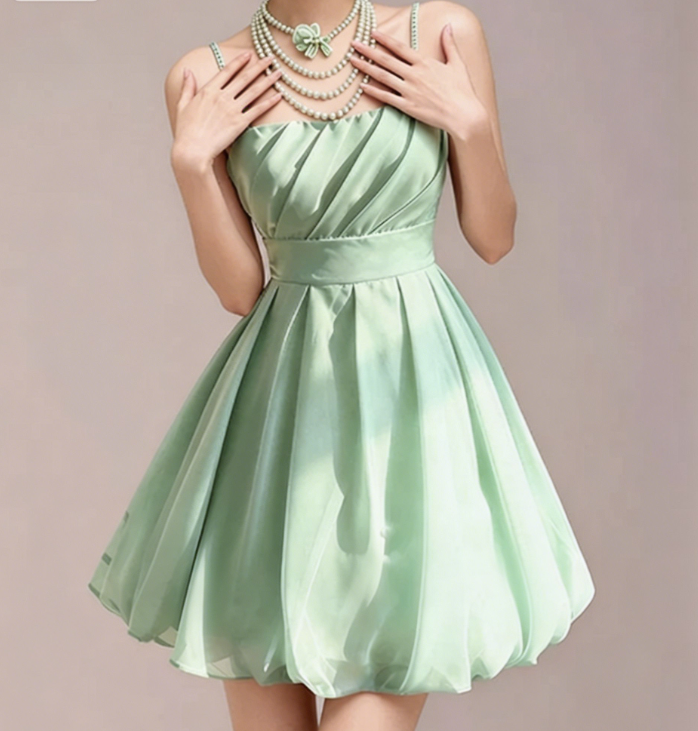 Charming Homecoming Dress Spaghetti Strap Pleated Back to School Outfits Party Dress  D7352