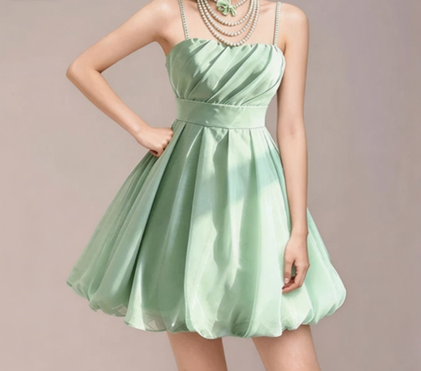 Charming Homecoming Dress Spaghetti Strap Pleated Back to School Outfits Party Dress  D7352