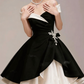 Charming Homecoming Dress Off the Shoulder Rinestone Tulle Pleated Back to School Outfits Party Dress  D7353