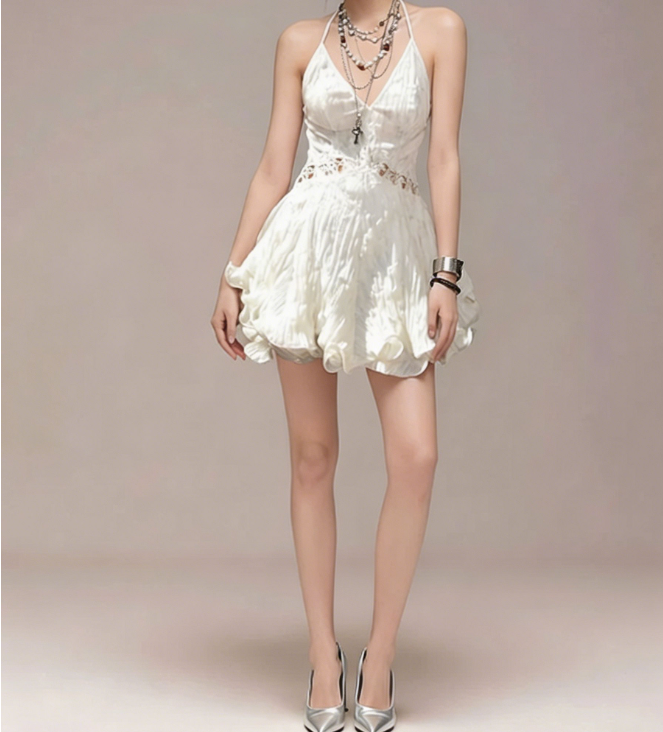 Charming Homecoming Dress V Neck Flouncing Back to School Outfits Party Dress  D7354