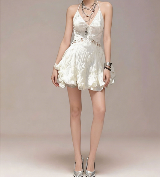 Charming Homecoming Dress V Neck Flouncing Back to School Outfits Party Dress  D7354