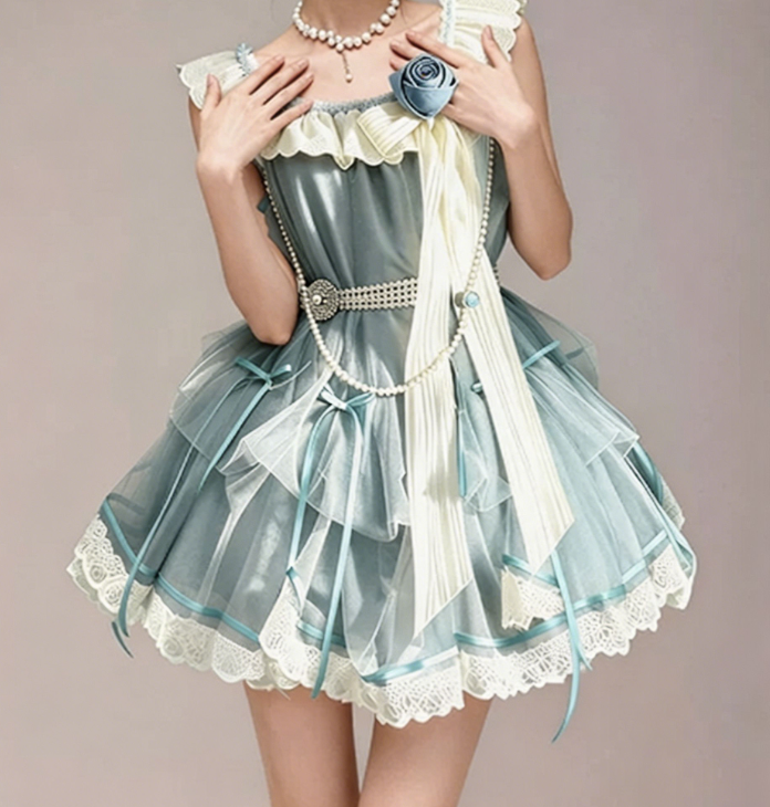 Charming Homecoming Dress Jewel Flouncing Flower Lace Bowknot Pearl Back to School Outfits Party Dress  D7360