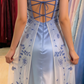 Ombre Spaghetti Straps A-Line Beading Long Prom Dress Vintage Party Dress, D679