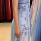 Ombre Spaghetti Straps A-Line Beading Long Prom Dress Vintage Party Dress, D679