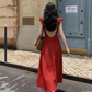 Red Straps A-Line Long Party Dress Fashion Vacation Dress, D173