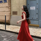 Red Straps A-Line Long Party Dress Fashion Vacation Dress, D173