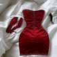 Wine Red Sweetheart Beads Velvet Short Party Dress Homecoming Dress, MD7879