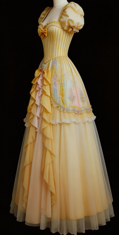 Yellow Sweetheart A-Line Ruffles Princess Long Party Dress Evening Gown, D388