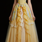 Yellow Sweetheart A-Line Ruffles Princess Long Party Dress Evening Gown, D388