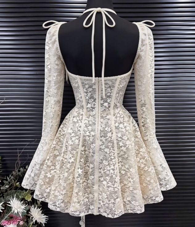 Neue Mode Spitze Stickerei Design A-linie Lange ärmeln Party Kleider Homecoming Kleider, D1388