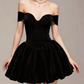 Charming Homecoming Dress Halter Pleated Black Back to School Outfits Party Dress  D7364
