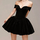 Charming Homecoming Dress Halter Pleated Black Back to School Outfits Party Dress  D7364